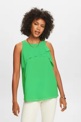 Blusa senza maniche in crêpe di chiffon