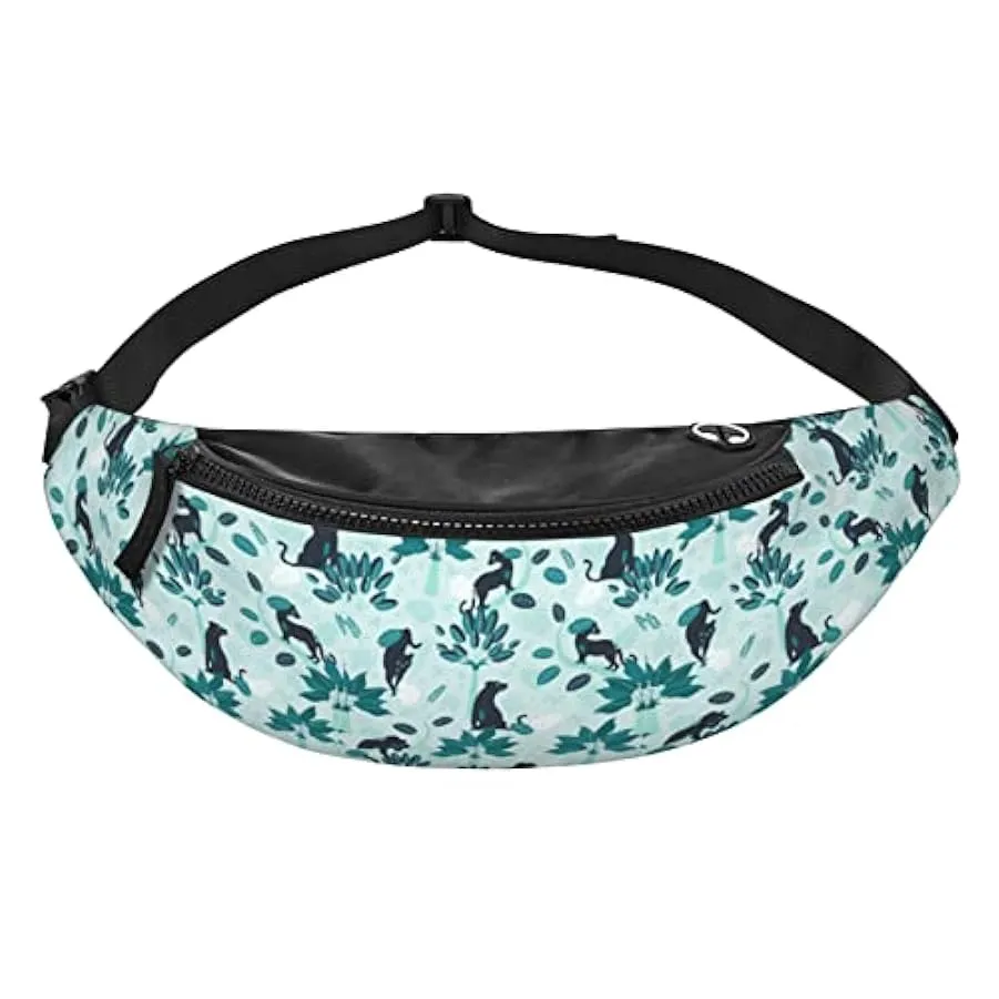 Cartoon Forest Black Leopard Marsupio Borse Uomo e Donna Borsa sportiva con cintura regolabile per sport all’aria aperta, viaggi