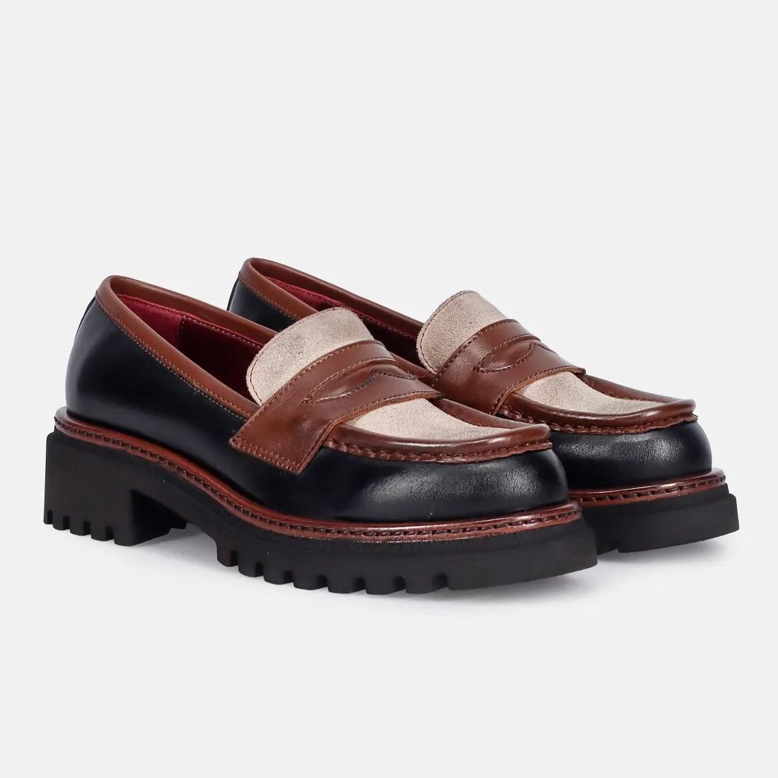 Mocassino da donna Calpierre nero marrone e beige