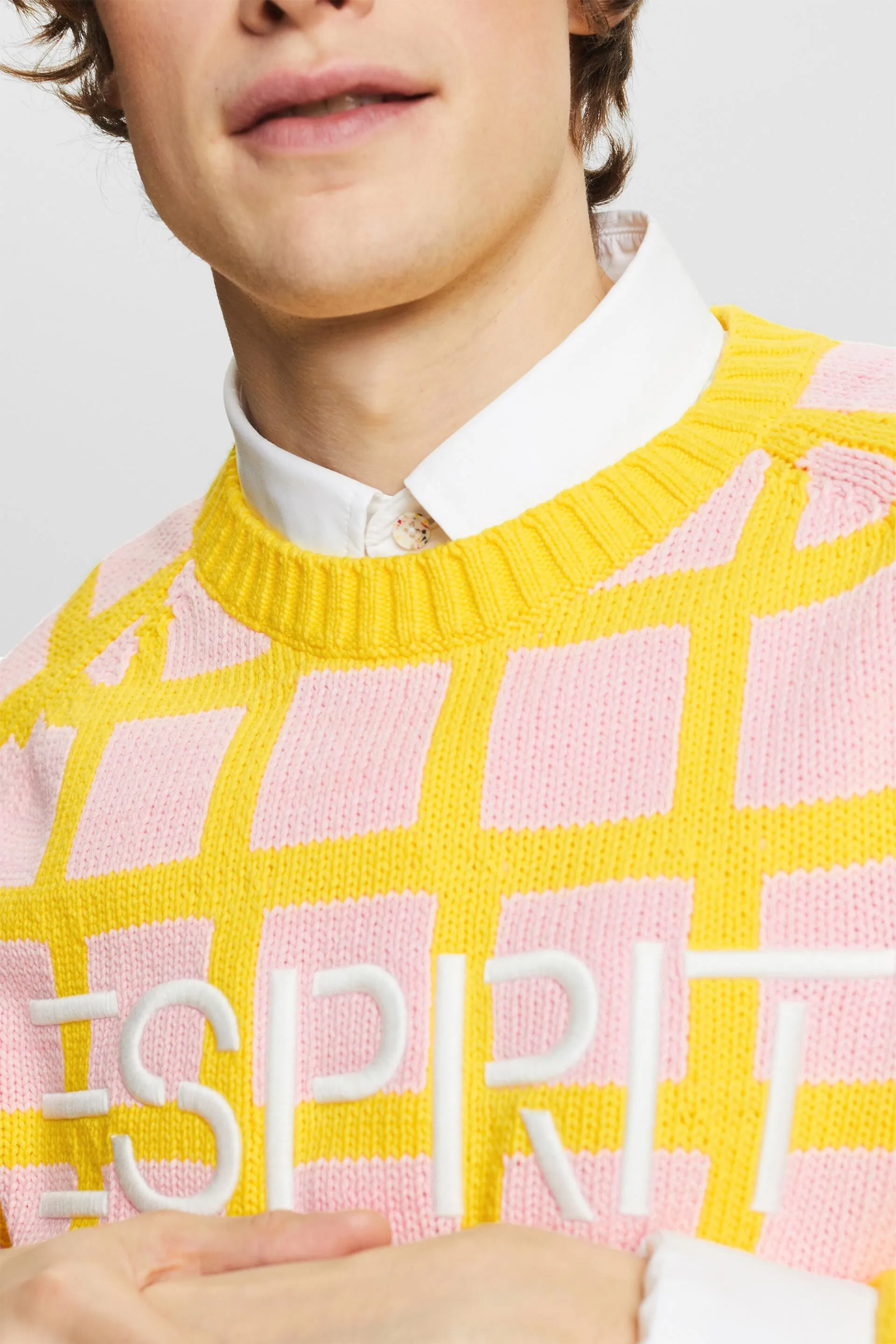 Pullover a maglia larga a quadri con logo