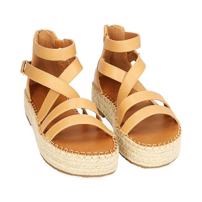 Sandali beige, zeppa 3 cm
