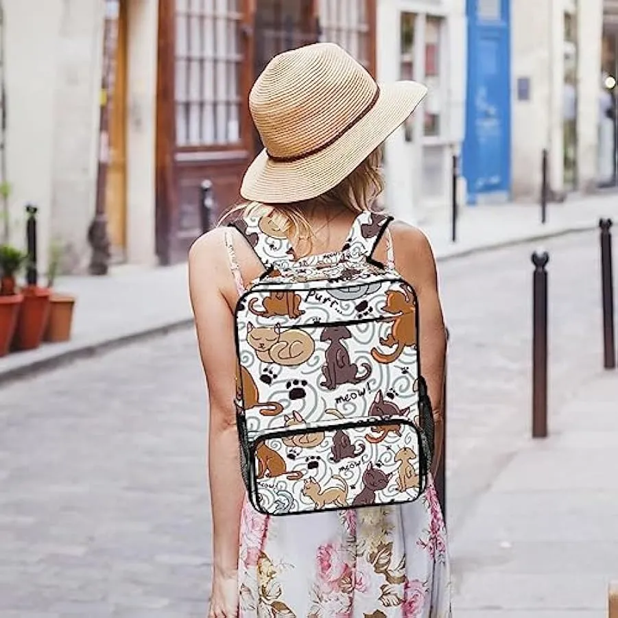 suojapuku Zaino da donna per college,borsa da viaggio zaino classico,animali gatti senza soluzione di continuità,Zainetto casual
