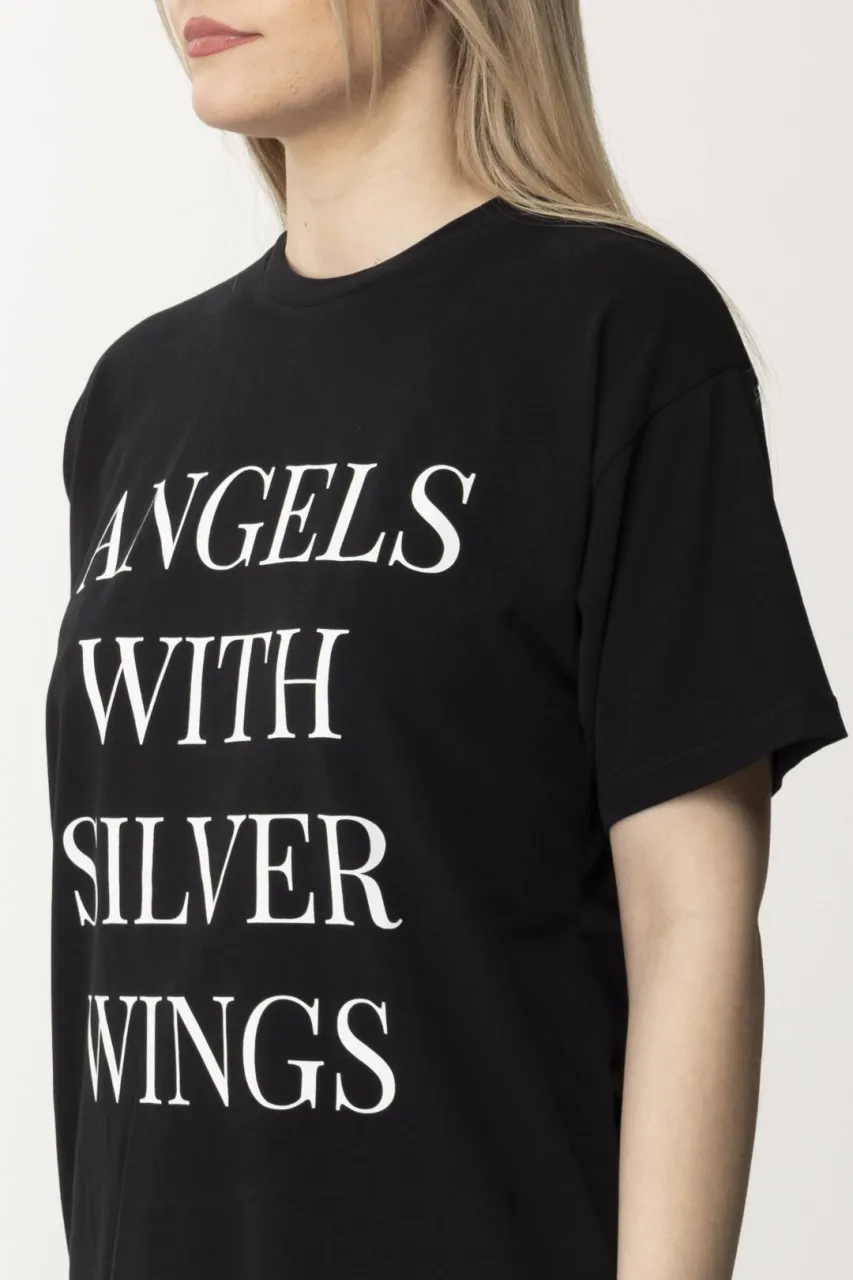 T-shirt con scritta stampata Nero