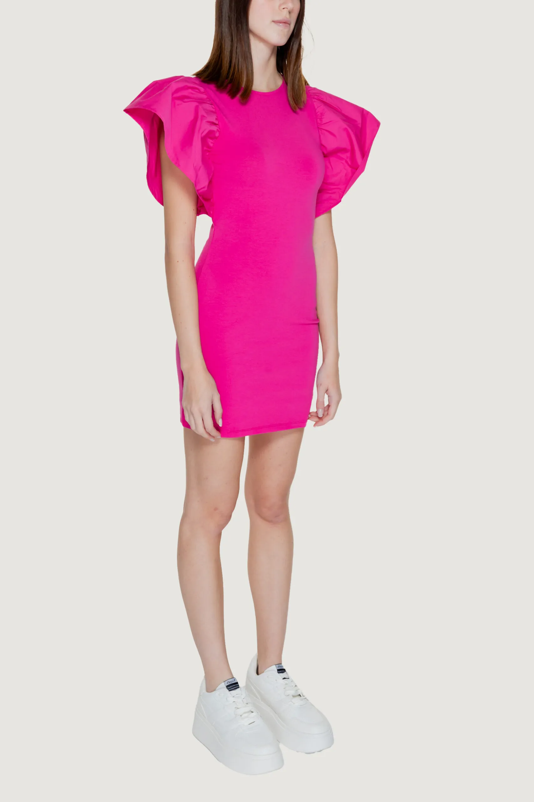 Vestito midi Only ONLSOFFY S/S MIX DRESS Fuxia